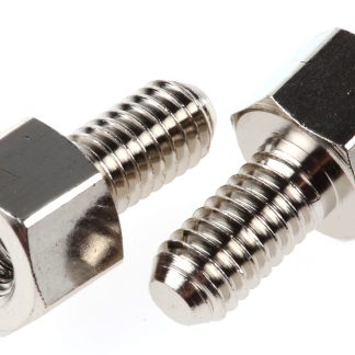 Distanziale filettato Esagonale Maschio/Femmina, in Ottone Nichelato, L. 5mm, M4