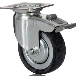 Ruota per carrelli orientabile con freno Tente in Gomma, Ø 75mm, 55kg