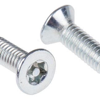 Vite di sicurezza Piatta in Acciaio Zincato lucido RS PRO, filettatura M4 x 12mm, guida Pin Hex Recess