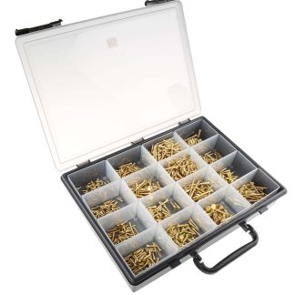 Vite per legno piatta e rotonda in Ottone RS PRO, 745 pezzi, filettatura No. 10, No. 4, No. 6, No. 8, guida Scanalatura