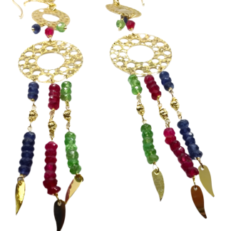 Sun Day Earrings with Precious Stones