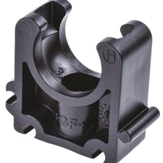 Staffa per tubo in PP Nero Georg Fischer, diametro foro di fissaggio 0.24poll 20mm, larghezza 1.42poll, altezza