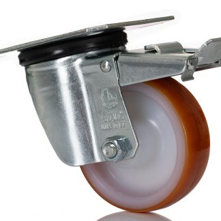 Ruota per carrelli orientabile con freno LAG in Poliuretano, Ø 80mm, 100kg