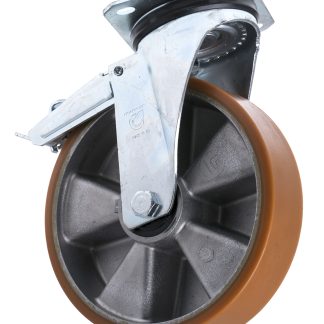 Ruota per carrelli orientabile con freno LAG in Poliuretano, Ø 200mm, 300kg