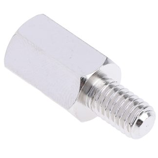 Distanziale filettato Esagonale Maschio/Femmina, in Acciaio Nichelato, L. 15mm, M6 x M6