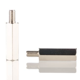 Distanziale filettato Esagonale Maschio/Femmina, in Acciaio Nichelato, L. 30mm, M6 x M6