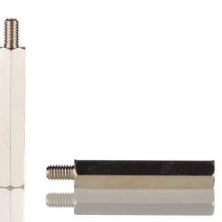 Distanziale filettato Esagonale Maschio/Femmina, in Acciaio Nichelato, L. 50mm, M6 x M6