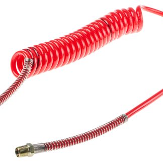 Tubo spiralato RS PRO in Poliuretano, L. 2m max, Øint 5mm, Øest 8mm, BSPT maschio 1/4 poll., col. Rosso