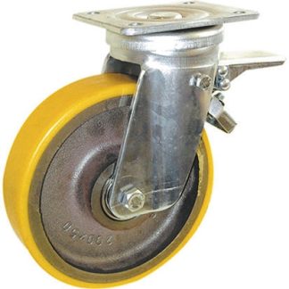 Ruota per carrelli orientabile con freno Guitel Hervieu in Poliuretano, Ø 200mm, 900kg