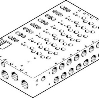 Base manifold Festo VABM-L1-18W-G38-20-G, 20 stazioni, filettatura G 3/8, Lega di alluminio
