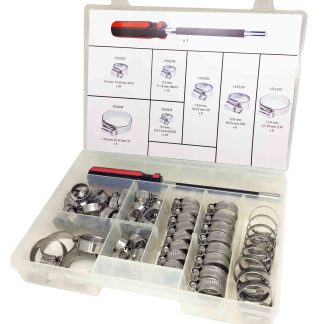 Kit clip per tubi in Acciaio dolce RS PRO, 70 pezzi, 7 misure, diametri interni clip da 9.5 → 12mm a 25 →