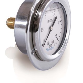 Manometro Bourdon, 0bar → 10bar max, Ø est. 63mm, Cert. ISO