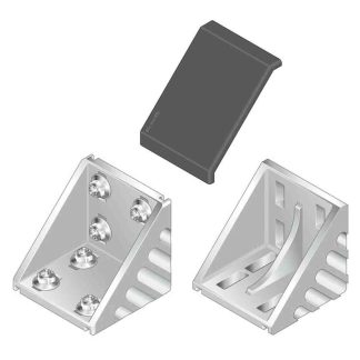 Cappuccio di tenuta angolare Bosch Rexroth GUSSET in PP, per profili da 90 mm, scalanatura da 10mm, M4, L. 90mm