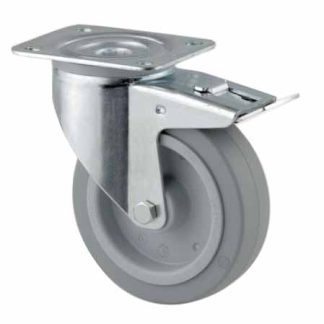 Ruota per carrelli orientabile con freno Tente in Gomma, Ø 200mm, 400kg