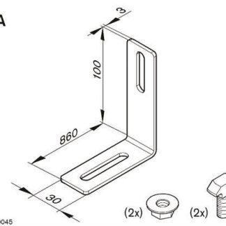 Staffa di montaggio Bosch Rexroth 3 842 535 125, 80mm x 30mm x 100mm