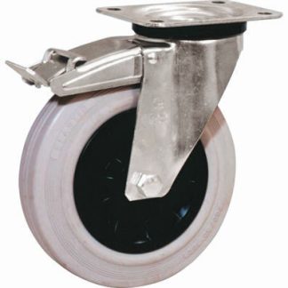 Ruota per carrelli orientabile con freno LAG in Gomma, Ø 100mm, 85kg