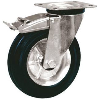 Ruota per carrelli orientabile con freno LAG in Gomma, Ø 80mm, 60kg