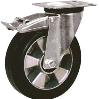Ruota per carrelli orientabile con freno LAG in Gomma, Ø 100mm, 120kg