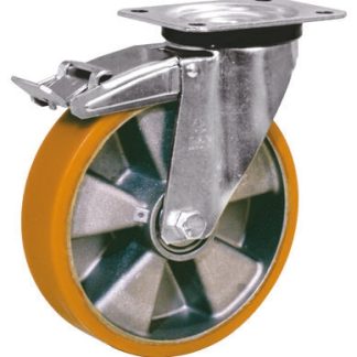 Ruota per carrelli orientabile con freno LAG in Poliuretano, Ø 160mm, 300kg