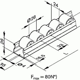 Guida a rulli Bosch Rexroth 3842993431/2000, 2000mm x 35mm