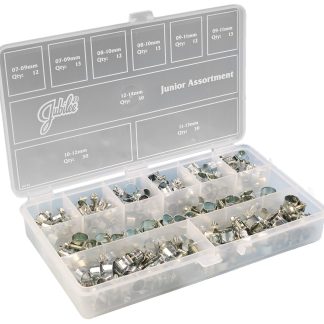 Kit clip per tubi in Acciaio dolce zincato Jubilee, 165 pezzi, 6 misure, diametri interni clip da 7 → 9mm a 12