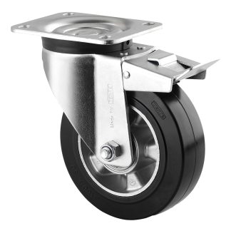 Ruota per carrelli orientabile con freno Tente in Gomma, Ø 160mm, 350kg