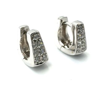 Circle Earrings with Zircons in White Gold