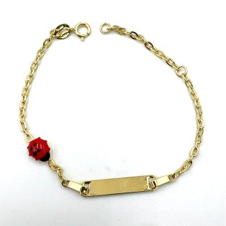 Yellow Gold Bracelet for Girls with Heart Tag
