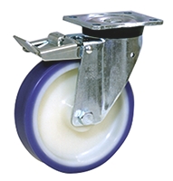 Ruota per carrelli orientabile con freno LAG in Poliuretano, Ø 200mm, 450kg