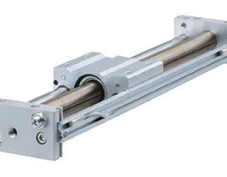 Attuatore senza stelo SMC, foro da 15mm, corsa 250mm, 0,7 MPa max, attacco M5 x 0.8, dimensioni 342 x 75 x 40mm