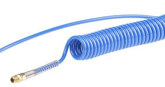 Tubo spiralato RS PRO in Poliuretano, L. 2m max, Øint 6.5mm, Øest 10mm, BSPT maschio 1/4 poll., col. Blu