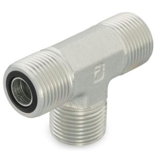Raccordo intermedio a T idraulico a compressione Parker, connettore A: 1/2" maschio, B: Guarnizione frontale O-ring