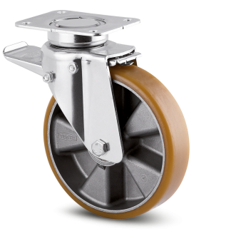 Ruota per carrelli orientabile con freno Tente, Ø 200mm, 600kg