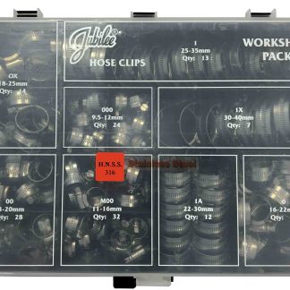 Kit di clip a P in Acciaio inox Jubilee, 143 pezzi, 8 misure, diametri interni clip da 9.5 → 12mm a 30 →