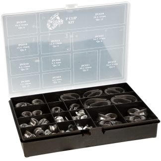 Kit di clip a P in Acciaio inox Jubilee, 110 pezzi, 11 misure, diametri interni clip da 4.5 → 6mm a 34.5