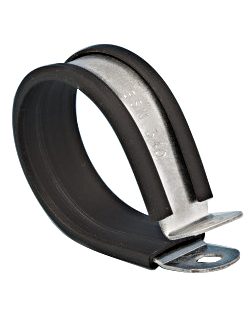 Fermaglio a P in Acciaio dolce rivestita in Gomma EPDM, Zinco Jubilee, Ø interno 5mm, Ø foro M 4/5