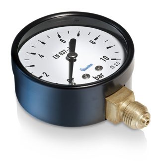 Manometro Bourdon, 0bar → 2.5bar max, Ø est. 40mm, Cert. ISO