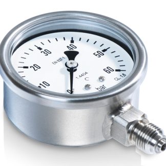 Manometro Bourdon, 0bar → 60bar max, Ø est. 63mm, Cert. ISO