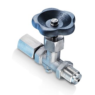 Rubinetto manometro Bourdon, 400 bar max, connessione G maschio 1/2" x G 1/2" femmina