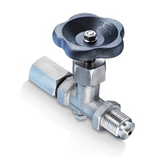 Rubinetto manometro Bourdon, 400 bar max, connessione Femmina NPT 1/2 poll. x Femmina NPT 1/2 poll.