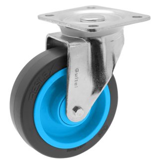 Ruota per carrelli orientabile Guitel Hervieu in Gomma elastica RESILEX, Ø 125mm, 250kg