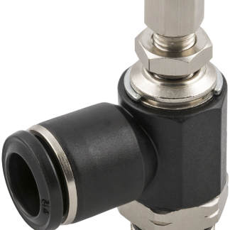 Regolatore di flusso RS PRO serie 55906, ingresso 1/4 poll. maschio, ingresso tubo 1/4poll, uscita tubo 10mm