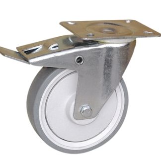 Ruota per carrelli orientabile con freno Guitel Hervieu in Gomma termoplastica, Ø 125mm, 175kg