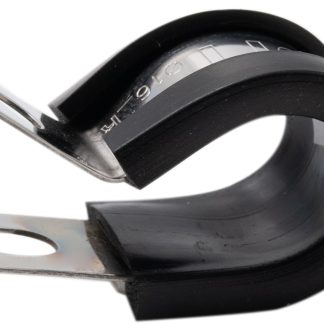 Fermaglio a P in Acciaio dolce rivestita in Gomma EPDM, Zinco RS PRO, Ø interno 21mm, Ø foro 6.6mm