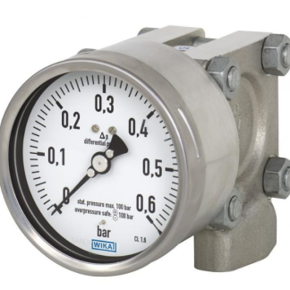Manometro differenziale WIKA, 0bar → 2.5bar max, G 1/2, Ø est. 100mm