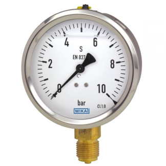 Manometro WIKA, 0bar → 10bar max, G 1/2, Ø est. 100mm