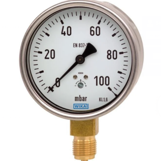 Manometro WIKA, 0mbar → 60mbar max, G 1/4, Ø est. 100mm