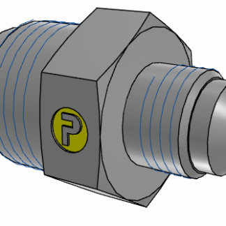 Adattatore filettato intermedio dritto idraulico Parker, connettore A: UNF 7/8-14 maschio, B: UNF 9/16-18 maschio