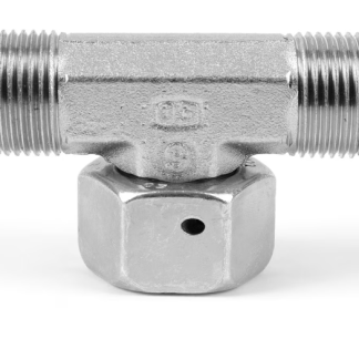 Raccordo a T di derivazione da tubo a girevole Parker, connettore A: Maschio cono 24° DIN, B: Maschio cono 24° DIN, in