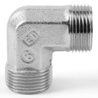 Gomito 90° da tubo a tubo Parker, connettore A: Maschio cono 24° DIN, B: Maschio cono 24° DIN, in Acciaio